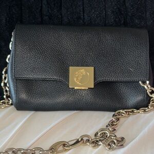 Versace Black Leather Chain Shoulder Bag
